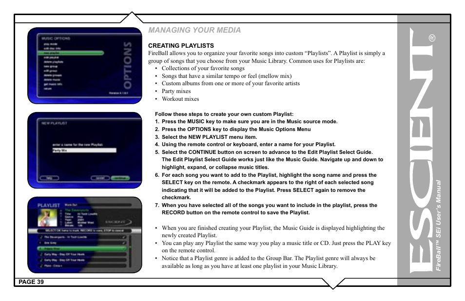 Managing your media | Escient FireBall Media Management system User Manual | Page 39 / 98
