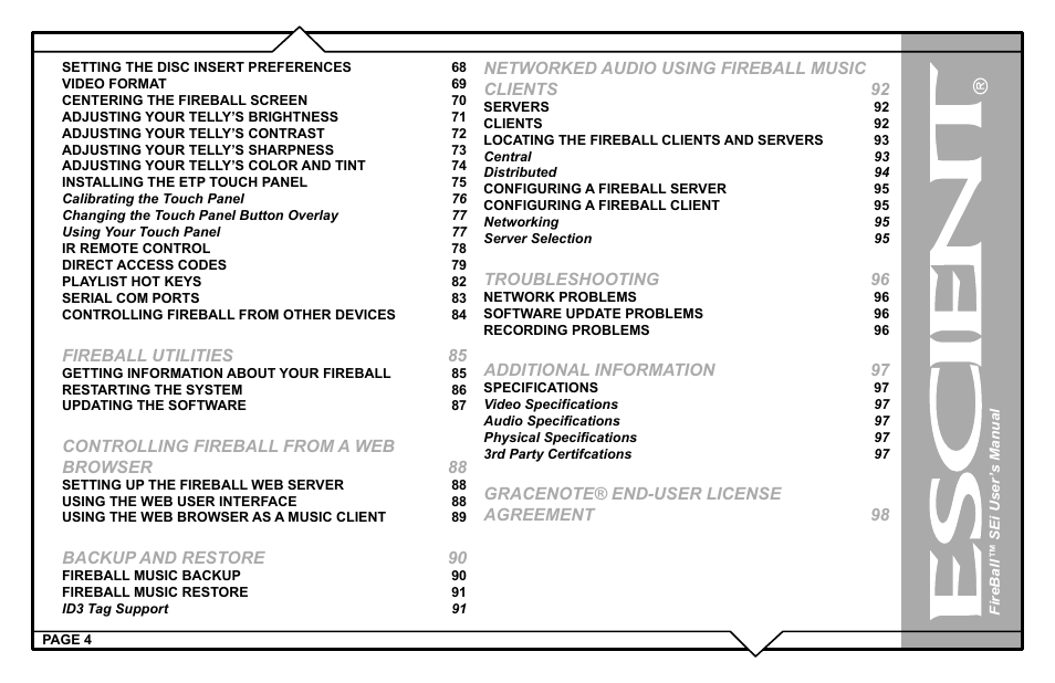 Escient FireBall Media Management system User Manual | Page 4 / 98