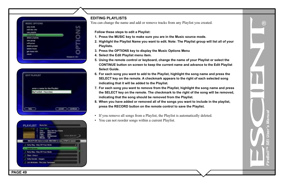 Escient FireBall Media Management system User Manual | Page 49 / 98