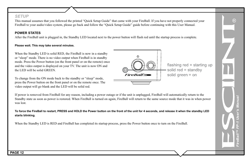 Setup | Escient M51001-01A1 User Manual | Page 12 / 77