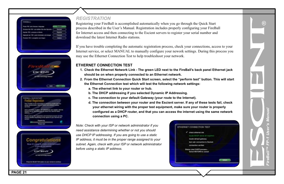 Registration | Escient M51001-01A1 User Manual | Page 21 / 77