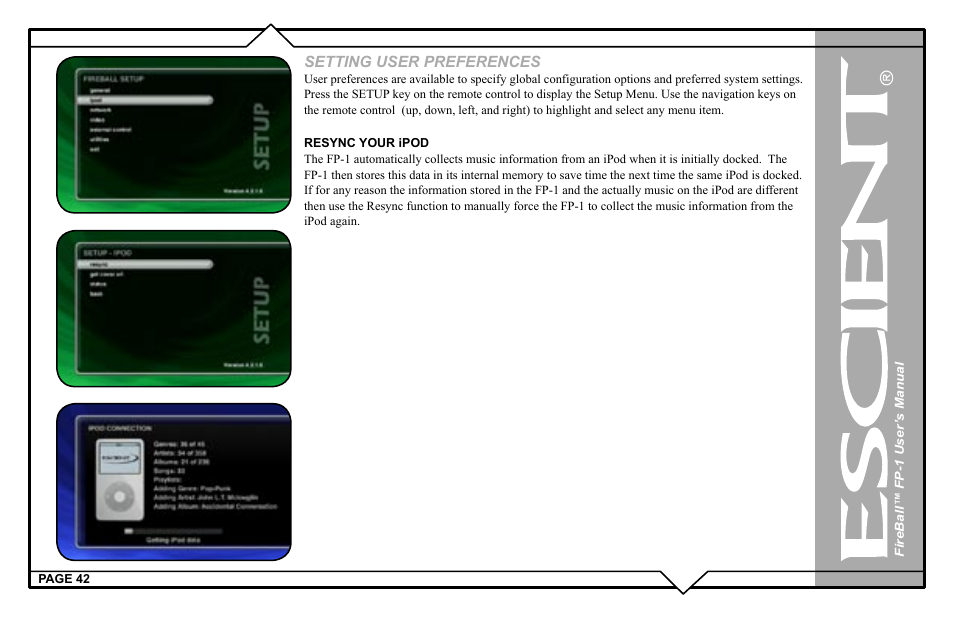 Setting user preferences | Escient M51001-01A1 User Manual | Page 42 / 77