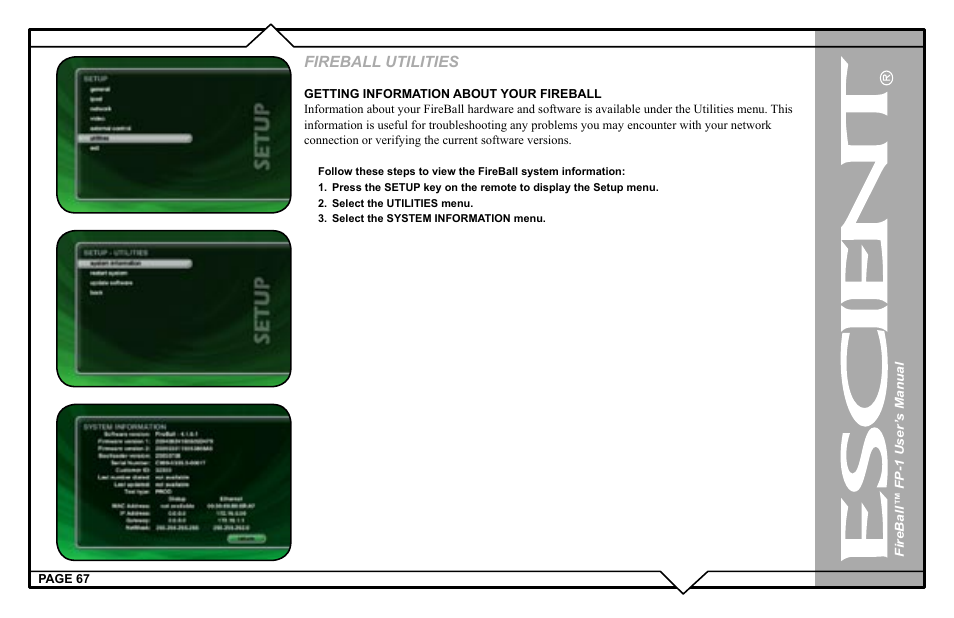 Fireball utilities | Escient M51001-01A1 User Manual | Page 67 / 77