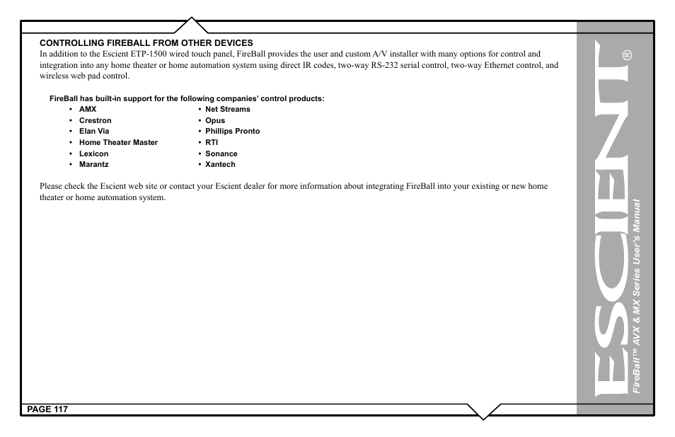 Escient FireBall AVX User Manual | Page 117 / 132