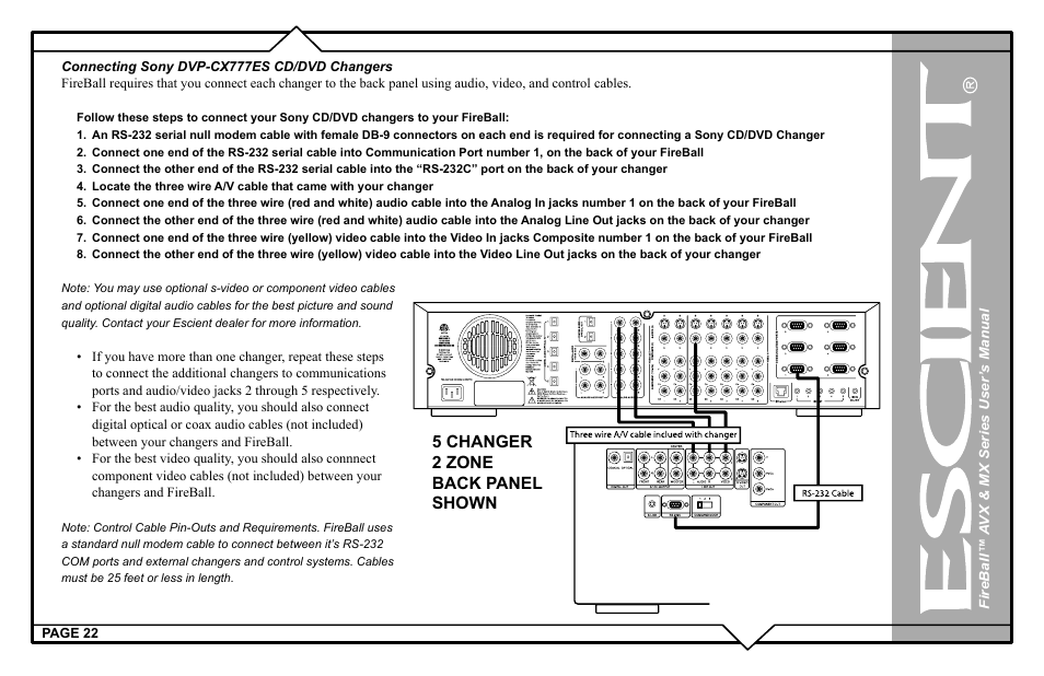 5 changer 2 zone back panel shown | Escient FireBall AVX User Manual | Page 22 / 132