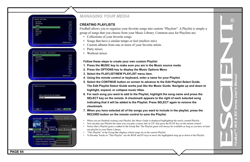 Managing your media | Escient FireBall AVX User Manual | Page 64 / 132