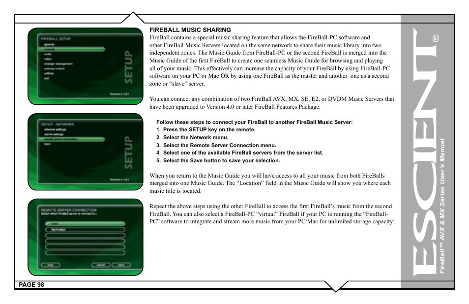 Escient FireBall AVX User Manual | Page 98 / 132