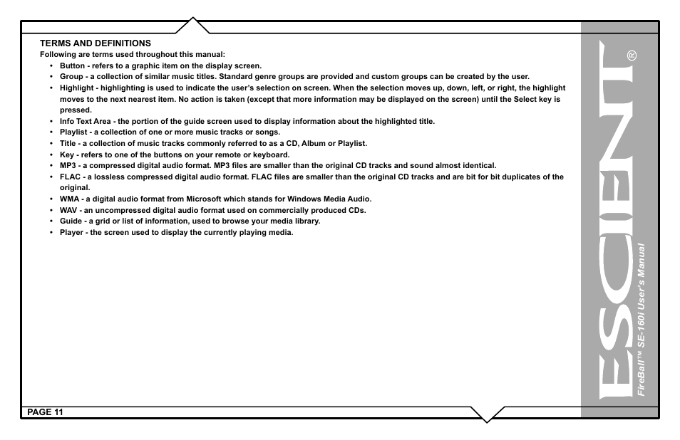Escient SE-160i User Manual | Page 11 / 98
