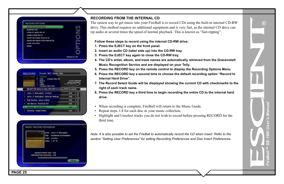 Escient SE-160i User Manual | Page 25 / 98
