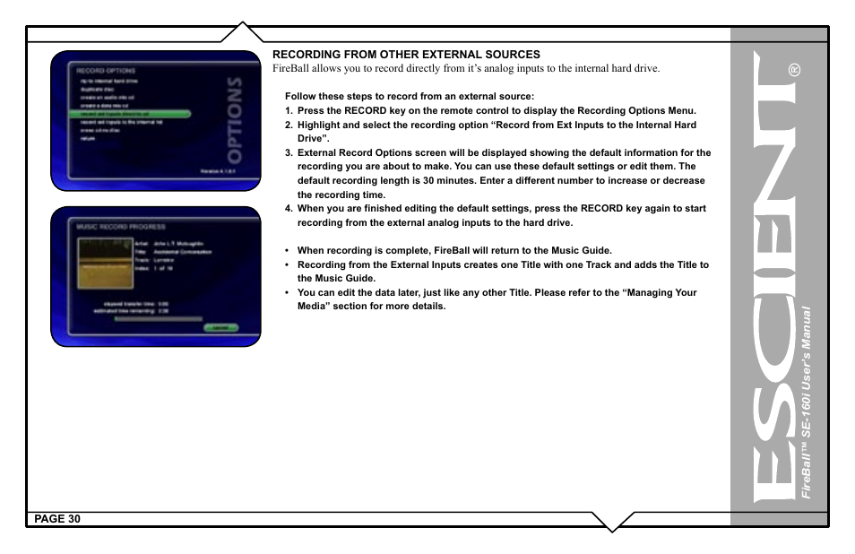 Escient SE-160i User Manual | Page 30 / 98