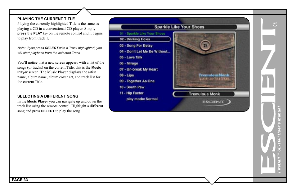 Escient SE-160i User Manual | Page 33 / 98