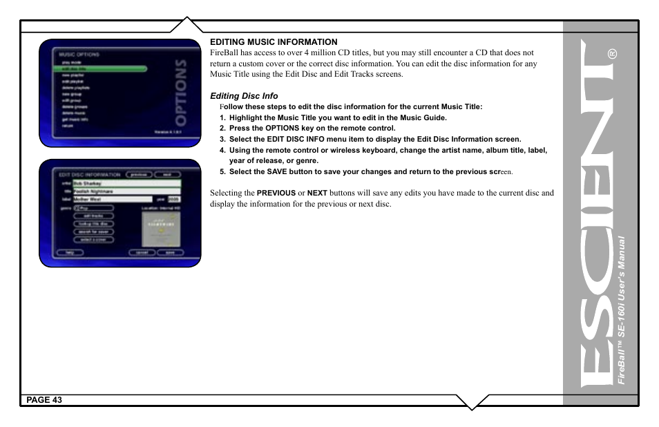 Escient SE-160i User Manual | Page 43 / 98