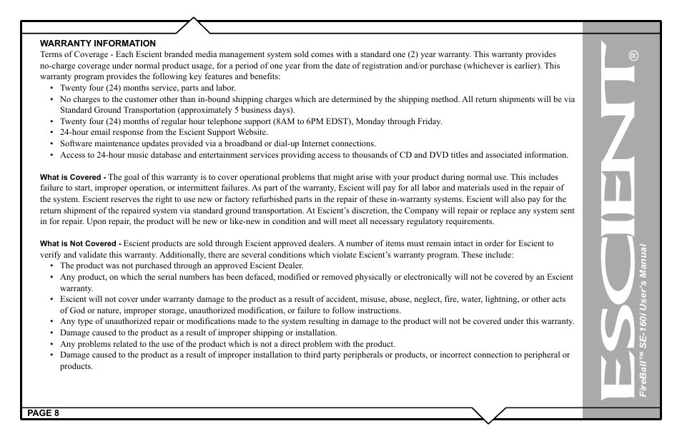 Escient SE-160i User Manual | Page 8 / 98