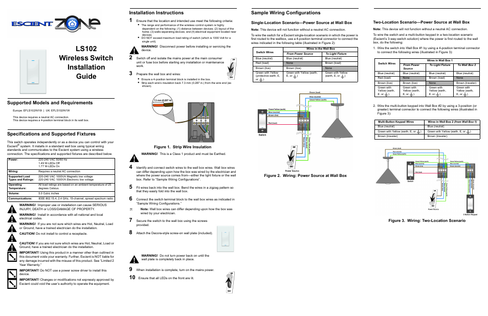 Escient ZONE LS102 User Manual | 2 pages