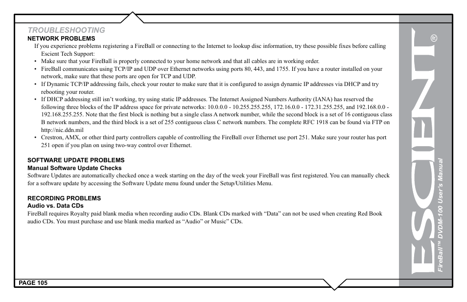 Troubleshooting | Escient DVDM-100 User Manual | Page 105 / 107