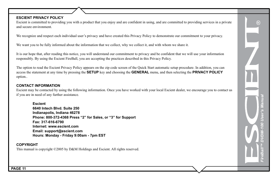 Escient DVDM-100 User Manual | Page 11 / 107