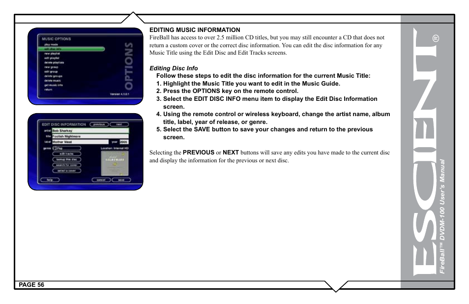 Escient DVDM-100 User Manual | Page 56 / 107