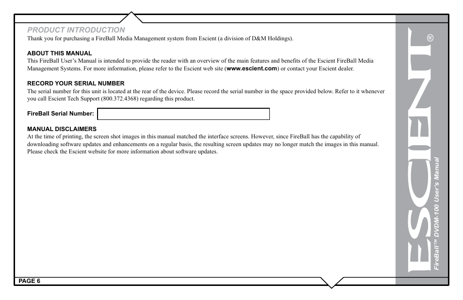 Product introduction | Escient DVDM-100 User Manual | Page 6 / 107