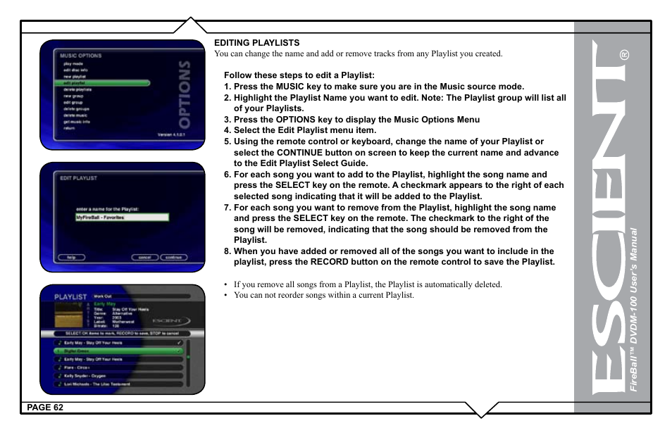 Escient DVDM-100 User Manual | Page 62 / 107