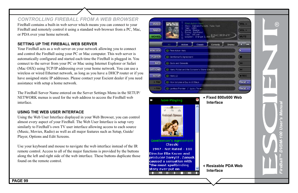 Controlling fireball from a web browser | Escient DVDM-100 User Manual | Page 99 / 107