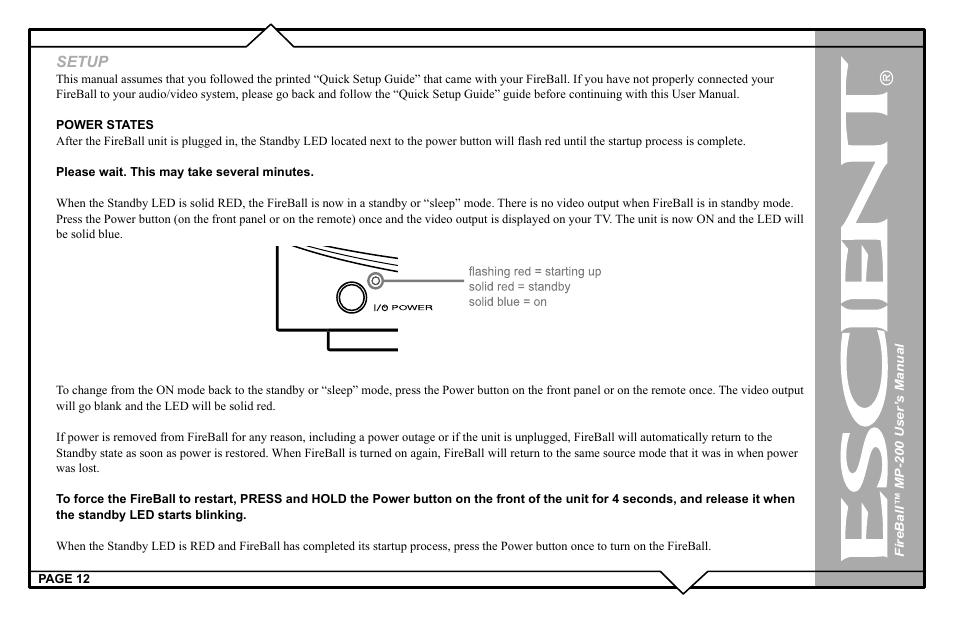 Setup | Escient MP-200 User Manual | Page 12 / 93