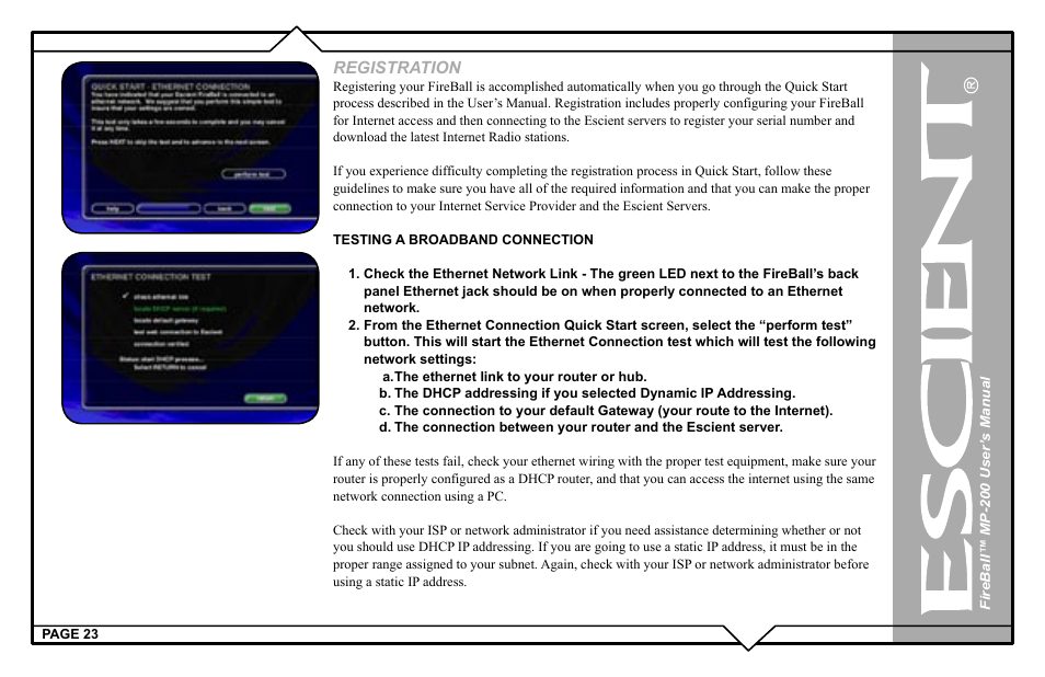Registration | Escient MP-200 User Manual | Page 23 / 93