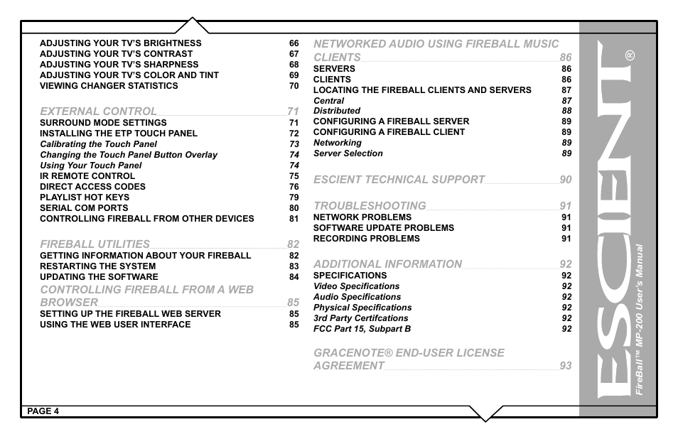 Escient MP-200 User Manual | Page 4 / 93