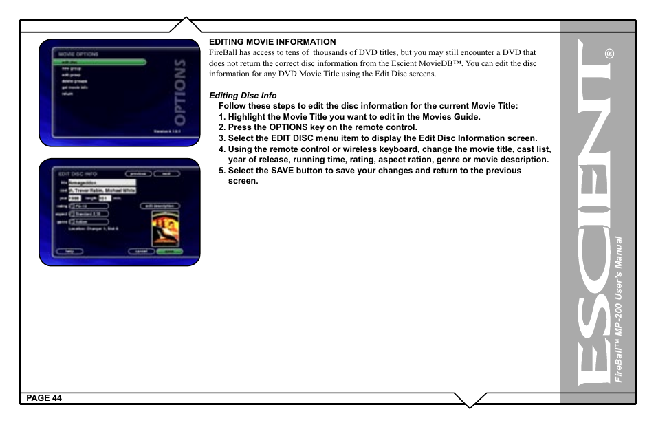 Escient MP-200 User Manual | Page 44 / 93