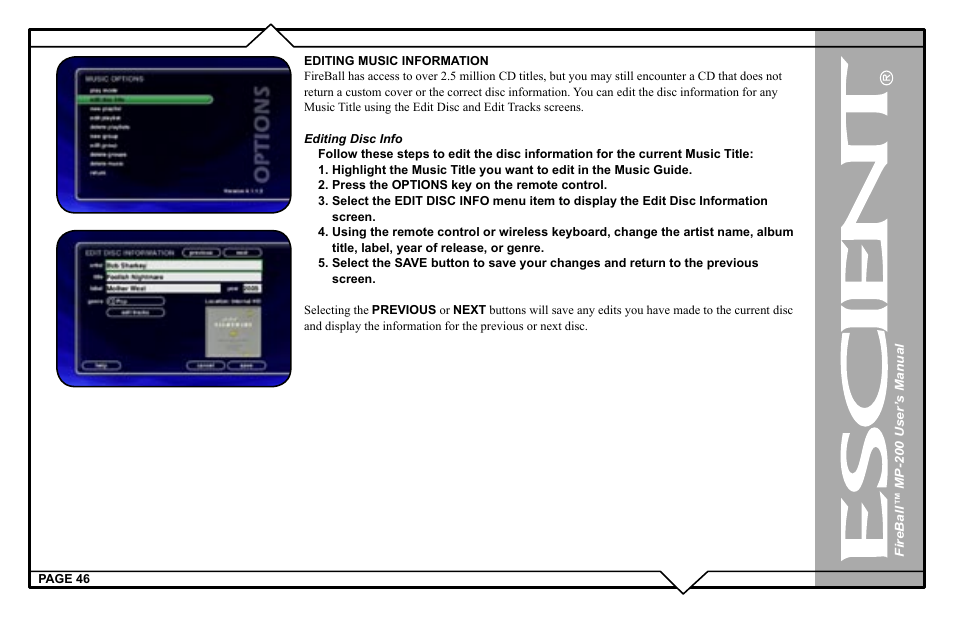 Escient MP-200 User Manual | Page 46 / 93