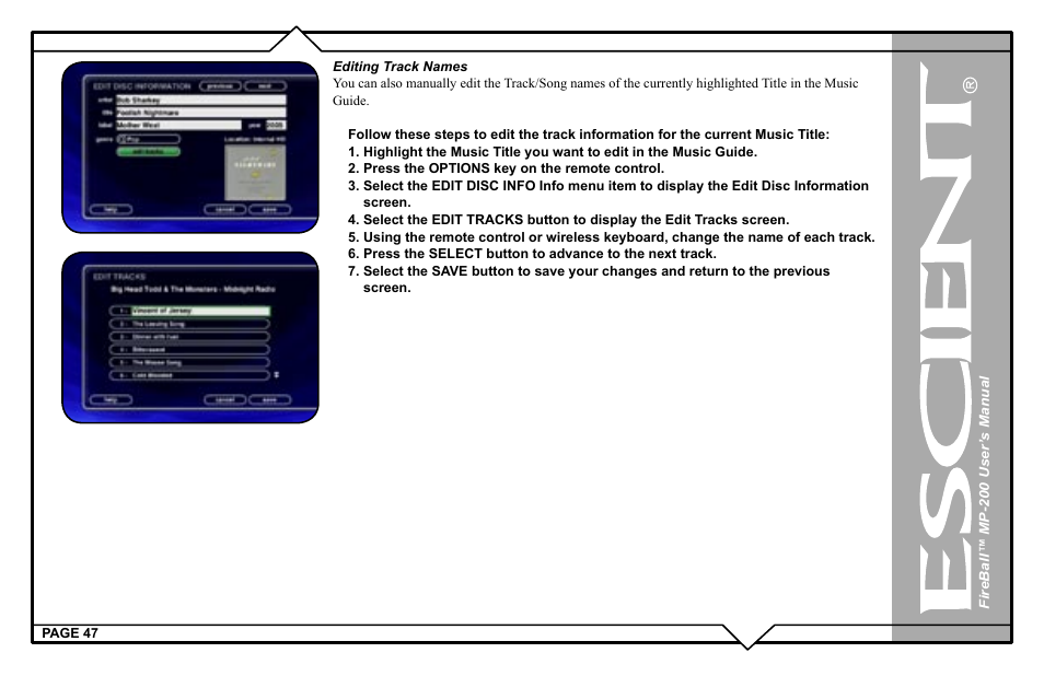 Escient MP-200 User Manual | Page 47 / 93