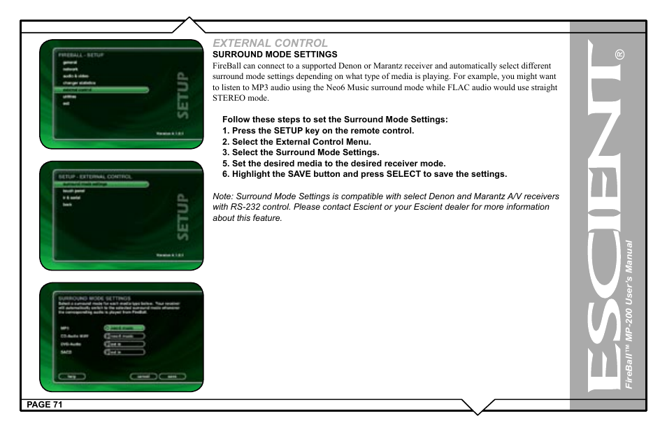 External control | Escient MP-200 User Manual | Page 71 / 93