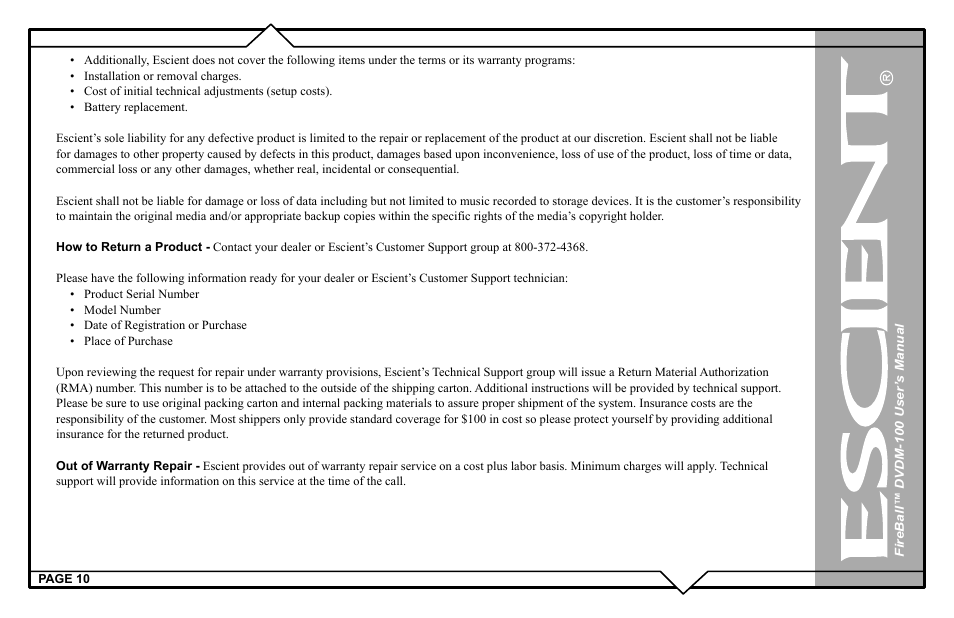 Escient FIREBALL DVDM-100 User Manual | Page 10 / 107