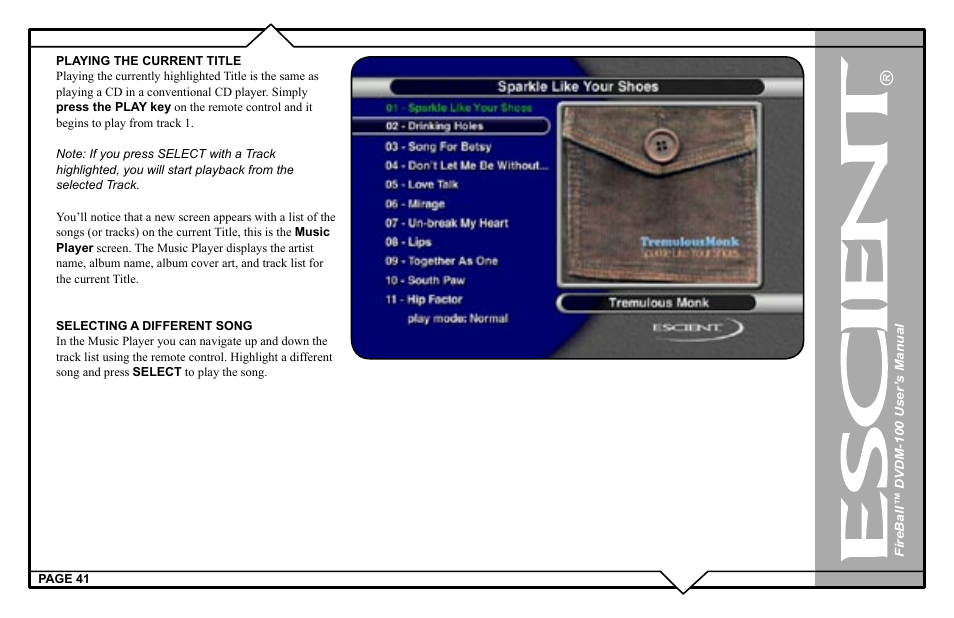 Escient FIREBALL DVDM-100 User Manual | Page 41 / 107