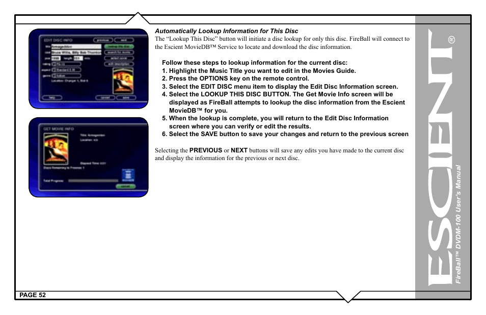 Escient FIREBALL DVDM-100 User Manual | Page 52 / 107