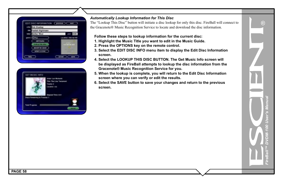 Escient FIREBALL DVDM-100 User Manual | Page 58 / 107