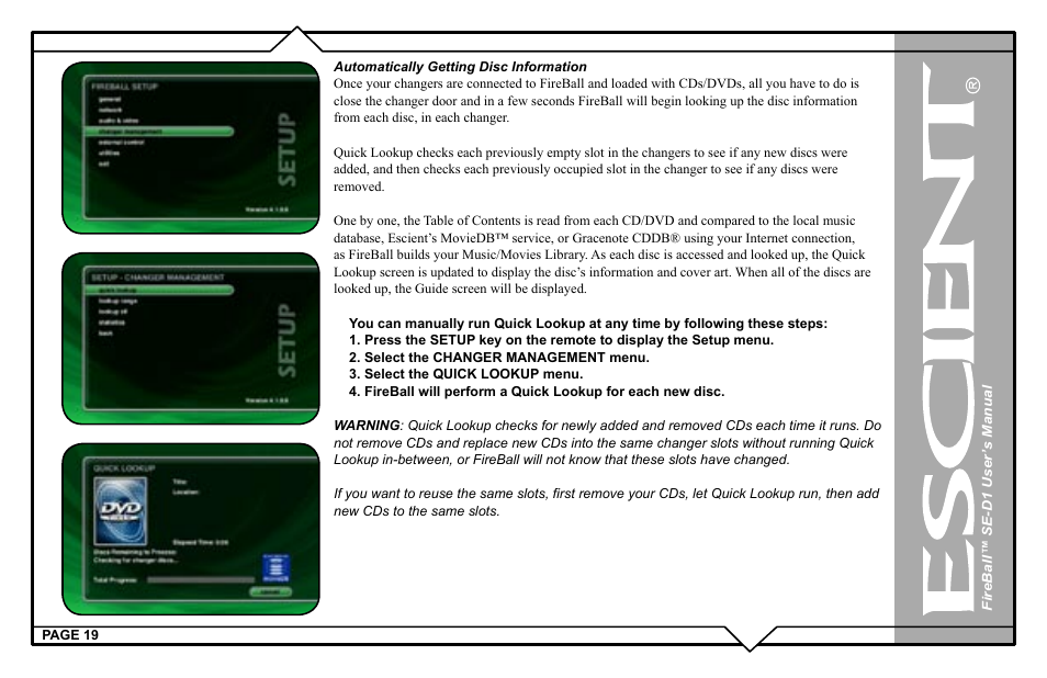 Escient SE-D1 User Manual | Page 19 / 90