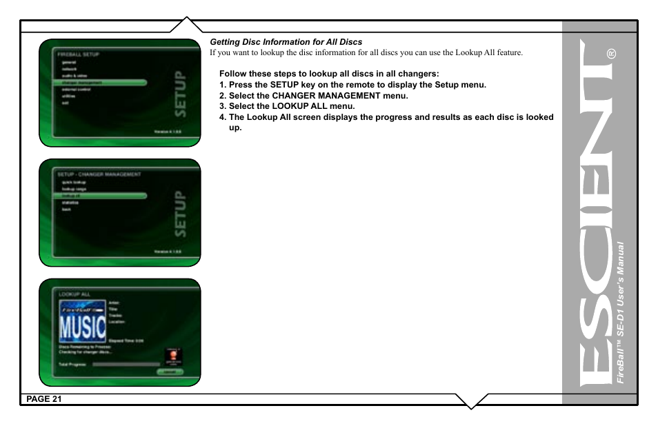 Escient SE-D1 User Manual | Page 21 / 90
