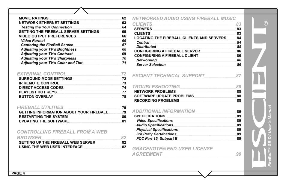 Escient SE-D1 User Manual | Page 4 / 90