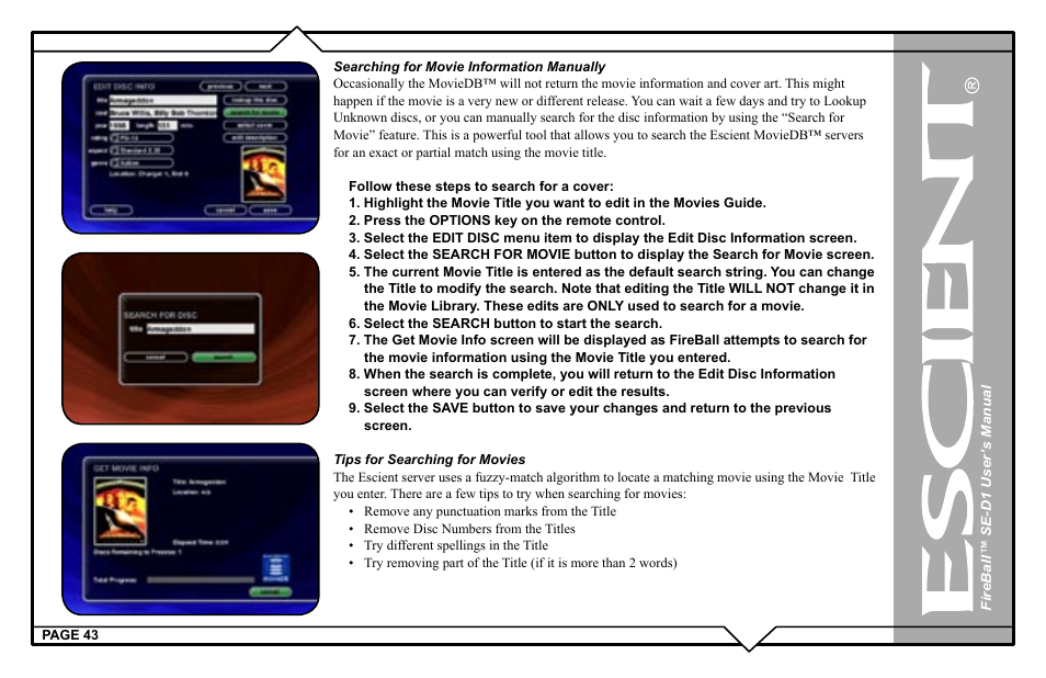 Escient SE-D1 User Manual | Page 43 / 90