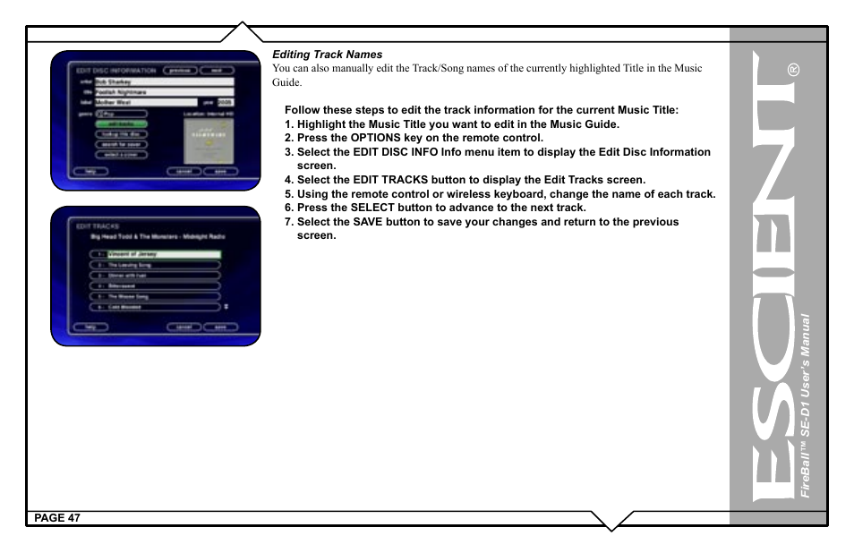 Escient SE-D1 User Manual | Page 47 / 90