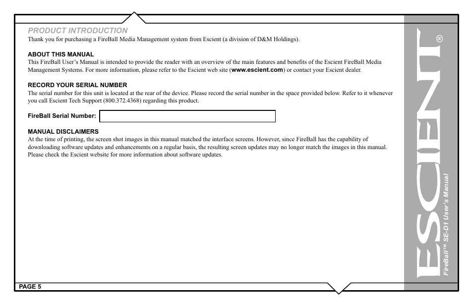 Product introduction | Escient SE-D1 User Manual | Page 5 / 90