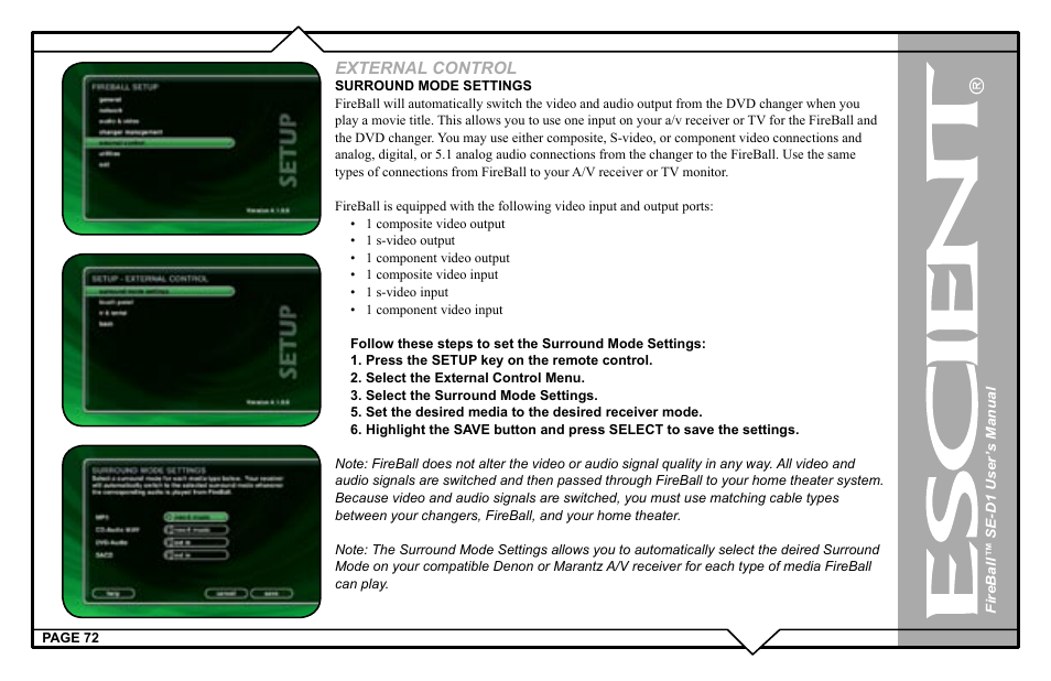 External control | Escient SE-D1 User Manual | Page 72 / 90