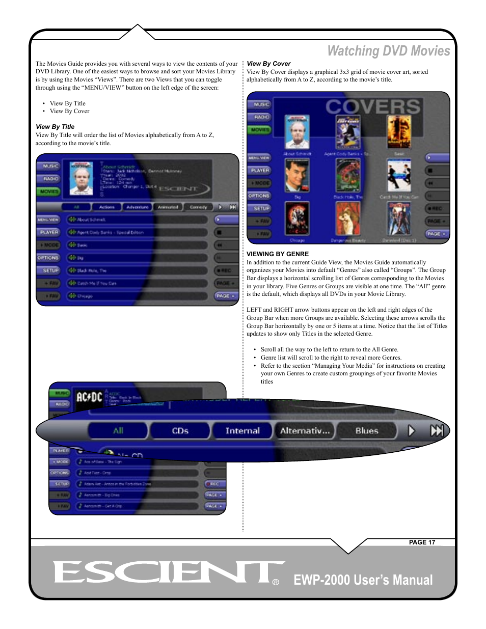 Ewp-2000 user’s manual, Watching dvd movies | Escient EWP-2000 User Manual | Page 17 / 44