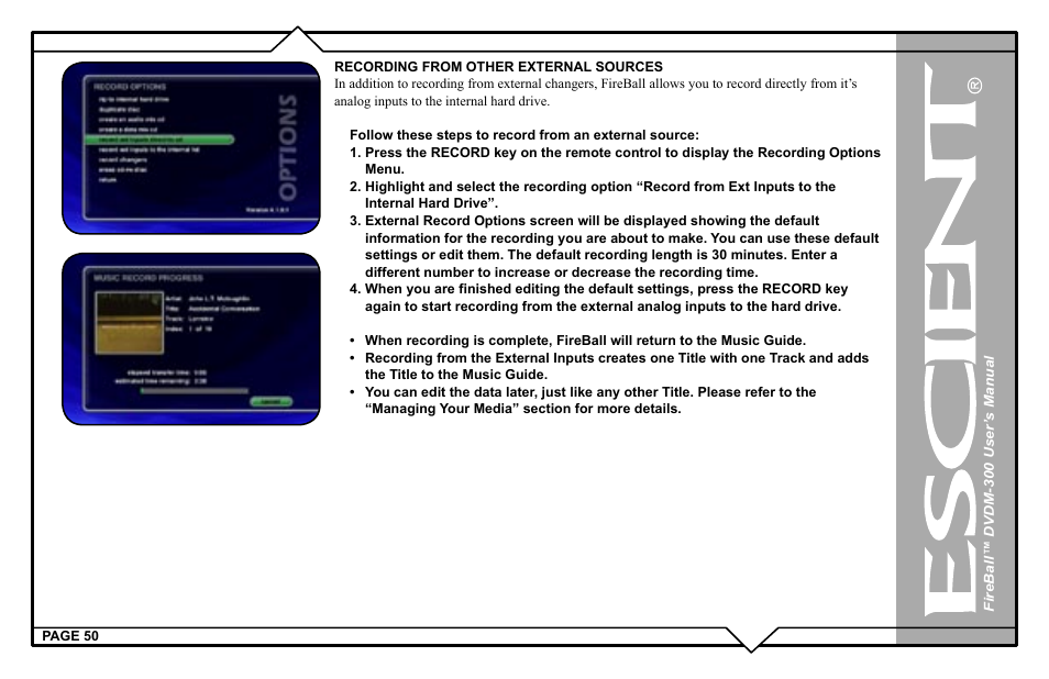 Escient DVDM-300 User Manual | Page 50 / 130