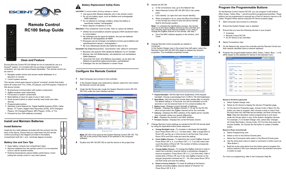 Escient RC100 User Manual | 2 pages