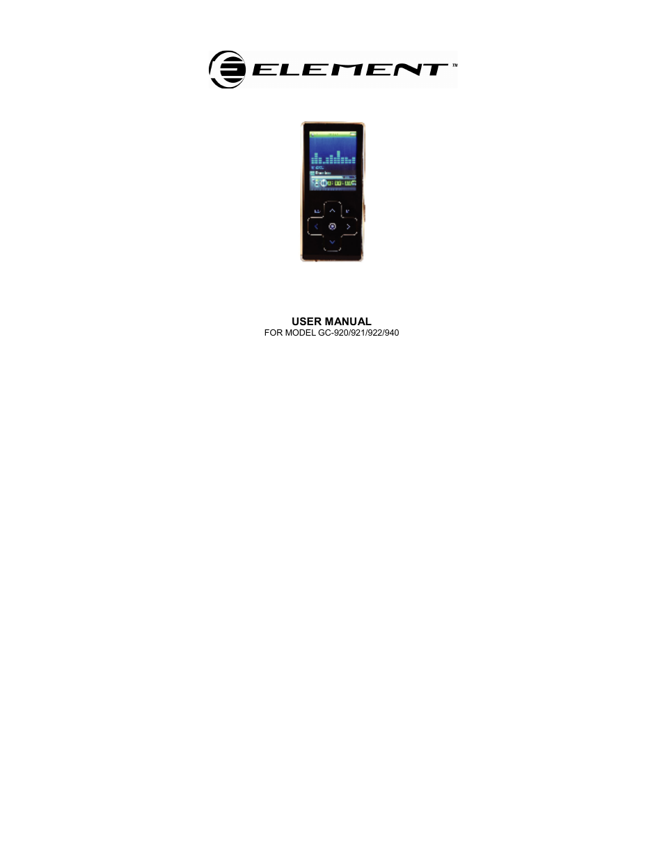 Element Electronics GC-921 User Manual | 19 pages