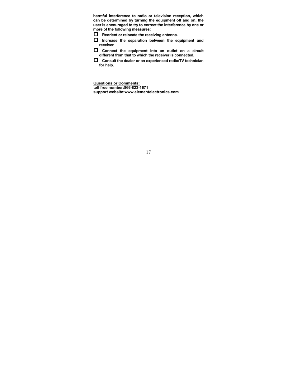 Element Electronics GC-921 User Manual | Page 18 / 19