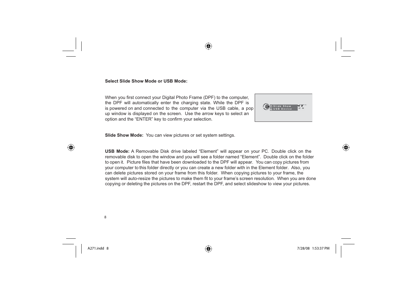 Element Electronics EFG272 User Manual | Page 8 / 22