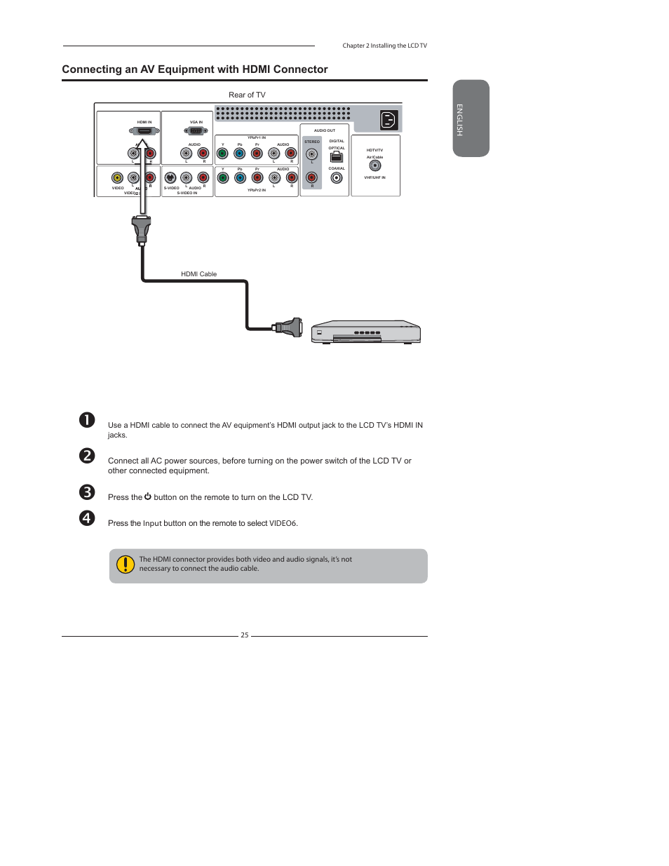Connecting an av equipment with hdmi connector | Element Electronics FLX-3210 User Manual | Page 27 / 49