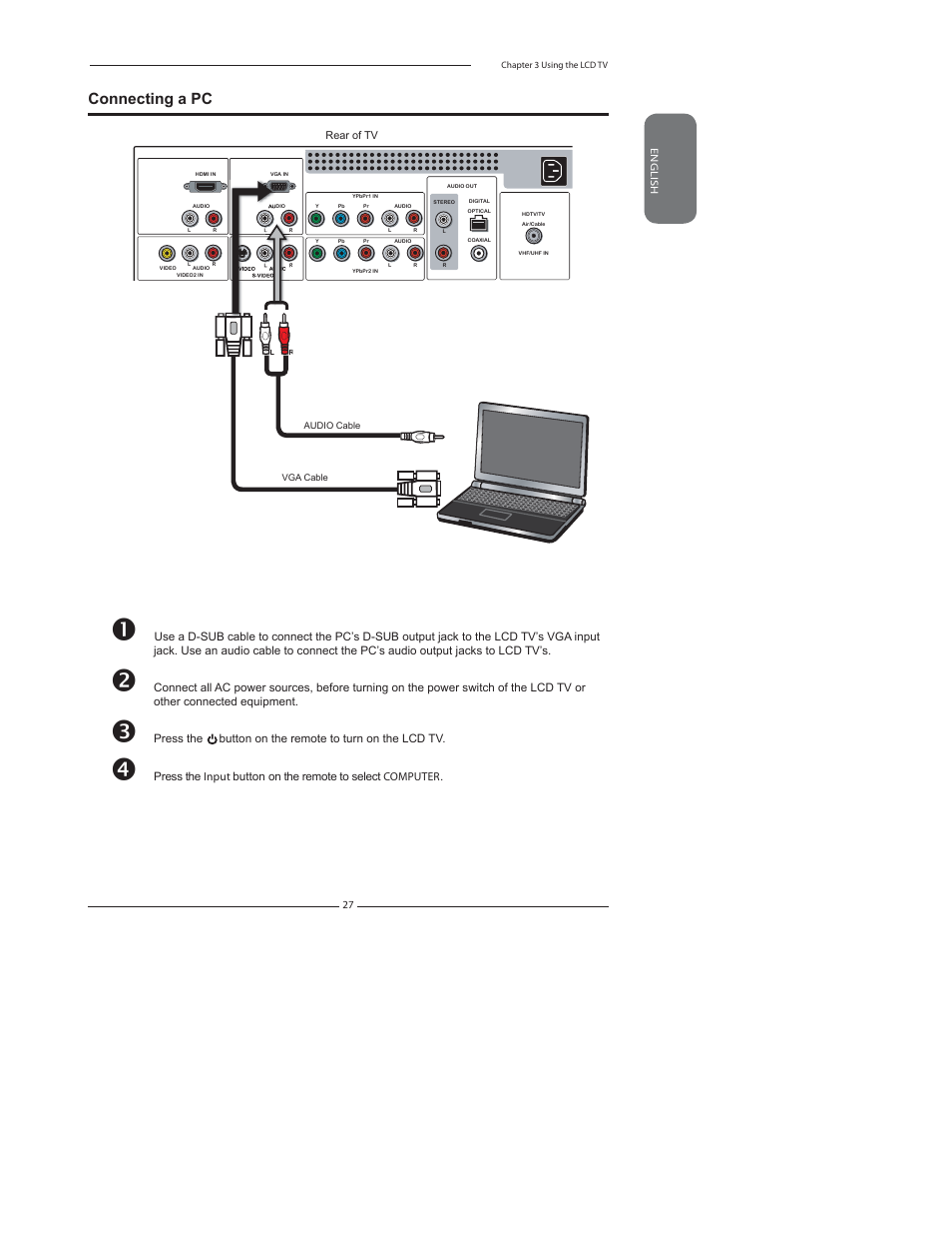 Connecting a pc | Element Electronics FLX-3210 User Manual | Page 29 / 49